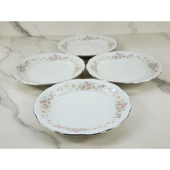 Johann Haviland Floral Splendor Bread Plate 6 1/4" Silver Trim 80s Germany x4 - Picture 11 of 15